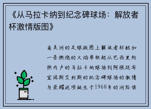 《从马拉卡纳到纪念碑球场：解放者杯激情版图》